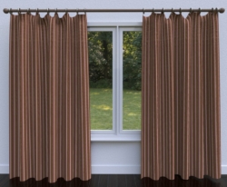 1368 Rosewood Stripe drapery fabric on window treatments