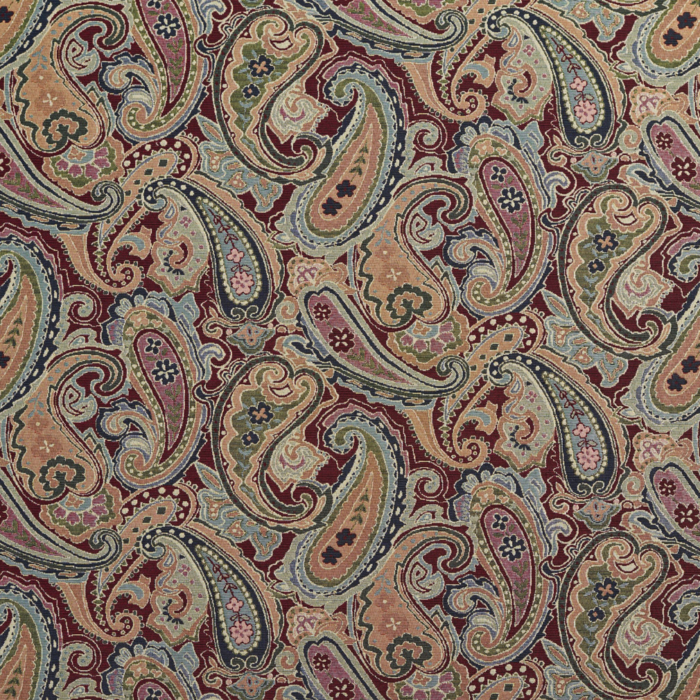 1969 Merlot Paisley upholstery fabric by the yard full size image