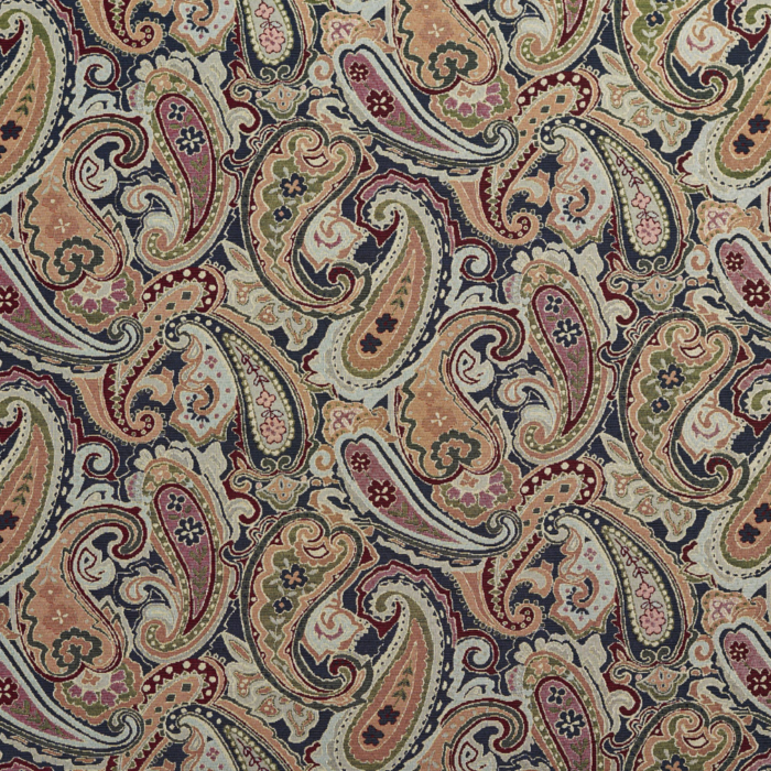 1971 Navy Paisley upholstery fabric by the yard full size image