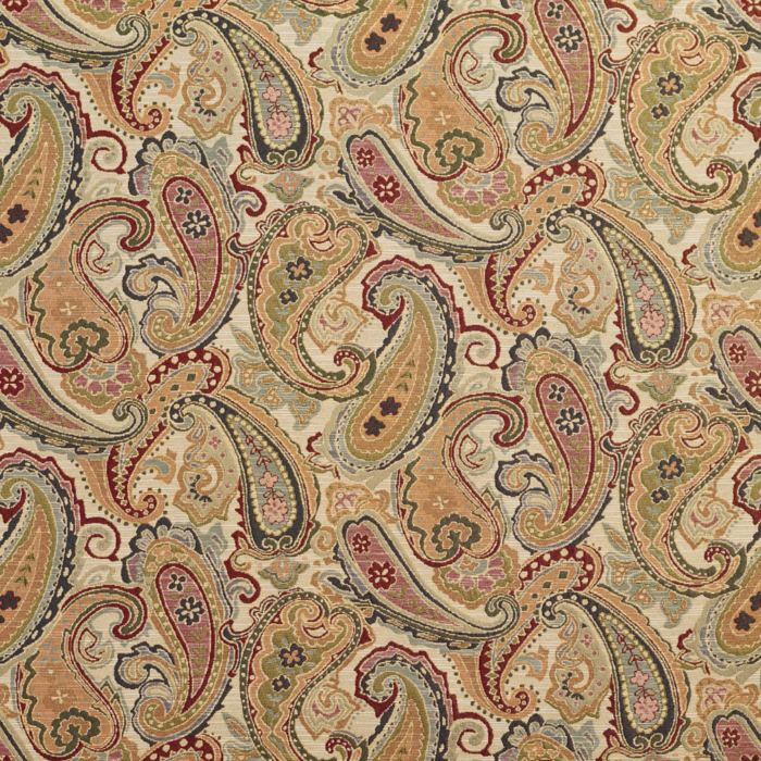 1972 Ecru Paisley upholstery fabric by the yard full size image