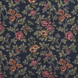 1979 Navy Bouquet upholstery fabric by the yard full size image