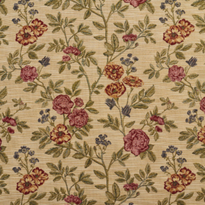 1980 Ecru Bouquet upholstery fabric by the yard full size image