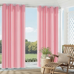 2487 Crimson Canopy drapery fabric on window treatments