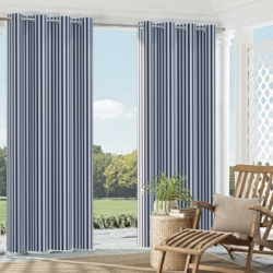 2491 Navy Canopy drapery fabric on window treatments