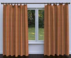 5629 Coral/Regal drapery fabric on window treatments