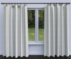 5631 Mist/Regal drapery fabric on window treatments