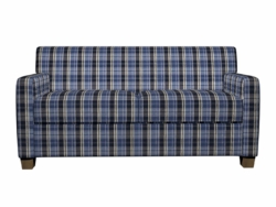 5809 Cobalt Plaid fabric upholstered on furniture scene