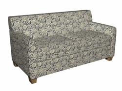 6407 Navy Floral fabric upholstered on furniture scene