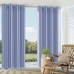 9546 Denim Stripe drapery fabric on window treatments