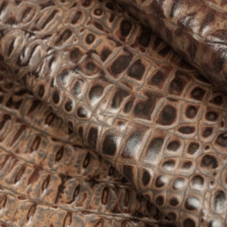 Caiman Umber genuine leather Closeup to show texture