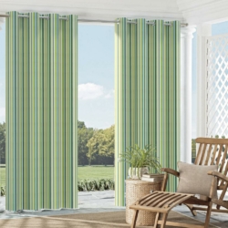D1012 Meadow Stripe drapery fabric on window treatments