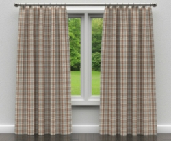 D104 Cornflower Plaid drapery fabric on window treatments
