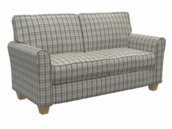 D104 Cornflower Plaid fabric upholstered on furniture scene