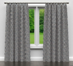 D1060 Navy Key drapery fabric on window treatments