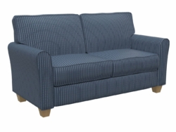 D113 Indigo Pinstripe fabric upholstered on furniture scene