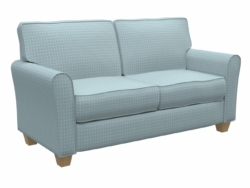 D125 Cornflower Checkerboard fabric upholstered on furniture scene