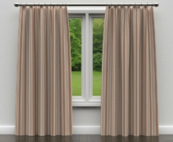 D132 Cornflower Stripe drapery fabric on window treatments