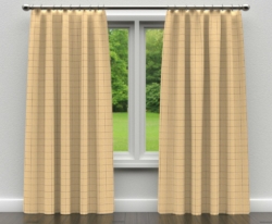 D135 Wheat Windowpane drapery fabric on window treatments