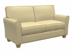 D135 Wheat Windowpane fabric upholstered on furniture scene