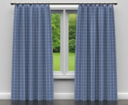 D137 Wedgewood Windowpane drapery fabric on window treatments