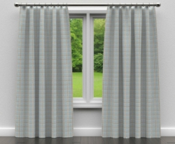 D139 Cornflower Windowpane drapery fabric on window treatments