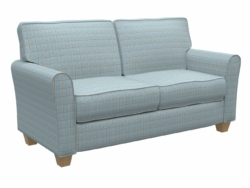 D139 Cornflower Windowpane fabric upholstered on furniture scene