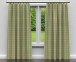 D140 Juniper Windowpane drapery fabric on window treatments