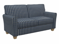 D141 Indigo Windowpane fabric upholstered on furniture scene