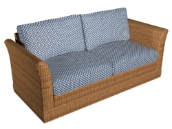 D1429 Indigo Inca fabric upholstered on furniture scene