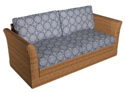 D1433 Indigo Mandala fabric upholstered on furniture scene