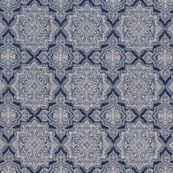D1433 Indigo Mandala Outdoor upholstery fabric by the yard full size image