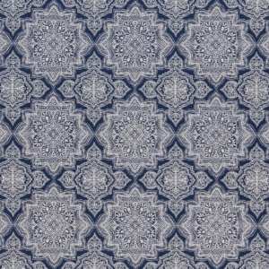 D1433 Indigo Mandala Outdoor upholstery fabric by the yard full size image