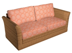 D1435 Tangerine Mandala fabric upholstered on furniture scene