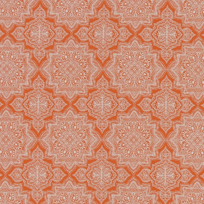 D1435 Tangerine Mandala Outdoor upholstery fabric by the yard full size image
