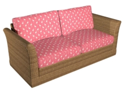 D1440 Pink Flamingo fabric upholstered on furniture scene