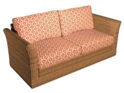 D1457 Tangerine Mayan fabric upholstered on furniture scene