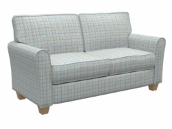 D153 Cornflower Tartan fabric upholstered on furniture scene