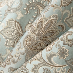 D1557 Seaglass Paisley Upholstery Fabric Closeup to show texture