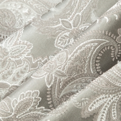 D1558 Pewter Paisley Upholstery Fabric Closeup to show texture