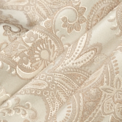 D1559 Parchment Paisley Upholstery Fabric Closeup to show texture
