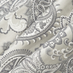 D1561 Platinum Paisley Upholstery Fabric Closeup to show texture