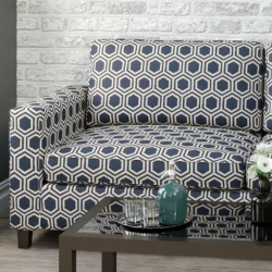 D1636 Indigo fabric upholstered on furniture scene