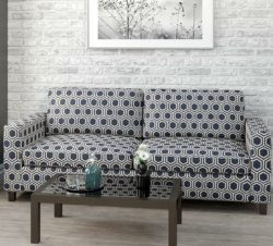 D1636 Indigo fabric upholstered on furniture scene
