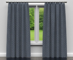 D169 Sapphire drapery fabric on window treatments