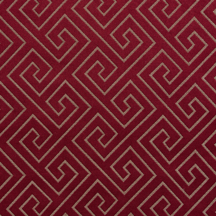 D172 Merlot Greek Key upholstery and drapery fabric by the yard full size image