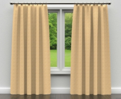 D176 Gold Greek Key drapery fabric on window treatments
