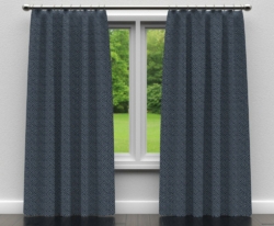 D179 Sapphire Greek Key drapery fabric on window treatments
