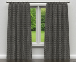 D181 Ebony Lattice drapery fabric on window treatments