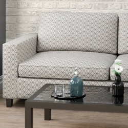 D1887 Ash Geo fabric upholstered on furniture scene
