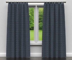 D189 Sapphire Lattice drapery fabric on window treatments